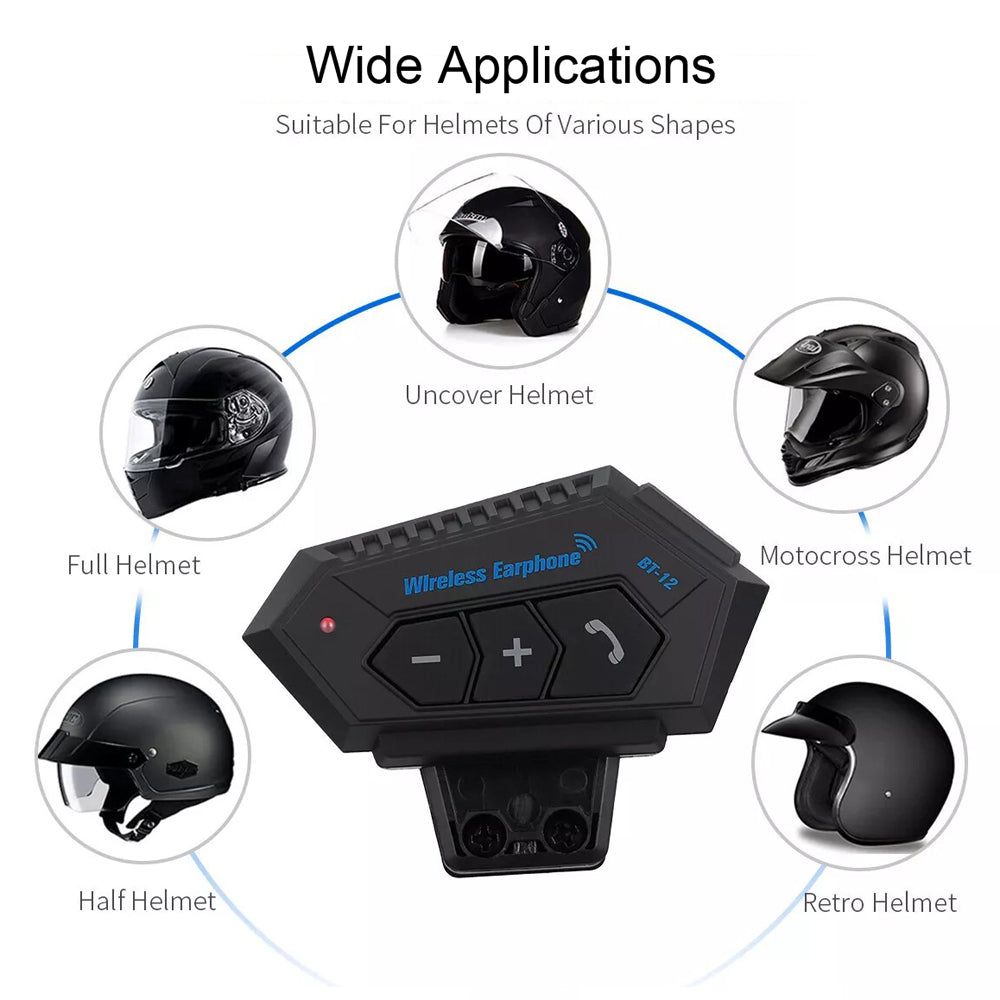 🏍️ Intercomunicador Bluetooth BT-12 para Casco – Música, Llamadas y GPS sin soltar el manillar
