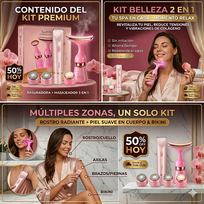 Kit Lumina Beauty™ - Rasuradora Femenina + Masajeador Facial Lifting 2 en 1.
