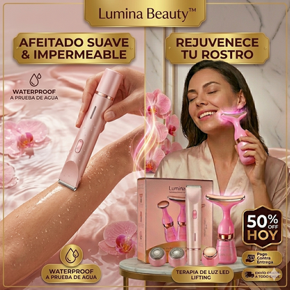 Kit Lumina Beauty™ - Rasuradora Femenina + Masajeador Facial Lifting 2 en 1.